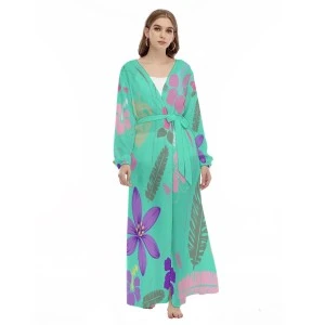Bermuda Floral Long Robe (Beach Coverup) 