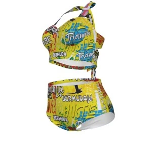 Bermuda Graffiti - Two Piece Halter Swimsuit (Yellow)