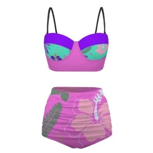 Bermuda Floral- Women's High Waisted Two Piece Swimwear (Multicolors) 