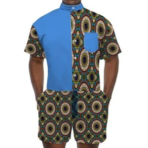 Bermuda AFRICAN ROOTS (BLUE) EFFORTLESSLY COOL -Men’s Shirt Jumpsuit