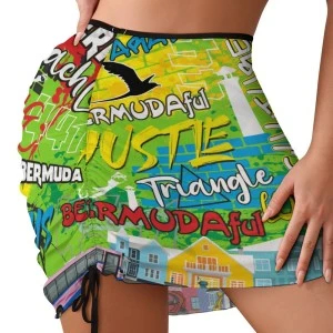 Bermuda Graffiti (Green) Mesh Coverup Beach Skirt 