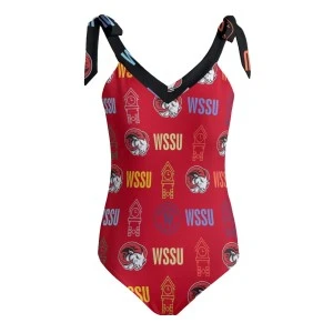 WSSU-INSPIRED CLOCKTOWER - Women's Tie Shoulder Onepiece Padded Swimsuit 