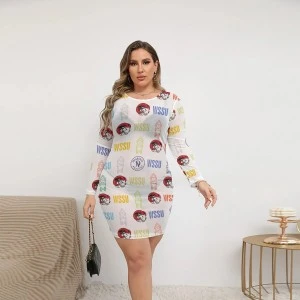 WSSU-INSPIRED CLOCKTOWER- Women's Mesh Dress-Beach Coverup (Plus Size) White 