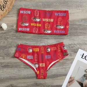 WSSU-INSPIRED CLOCKTOWER -Women's Sexy Tube Two-Piece Swimsuit (RED) 