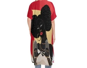 WSSU-INSPIRED Ws UP Cartoon (red) - Women’s Short Sleeve Cardigan (or Coverup Beach Robe)