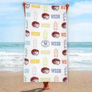 CLOCKTOWER (WSSU-INSPIRED) BEACH TOWEL - (Standard SIZE: 29.5 x 60'') - WHITE