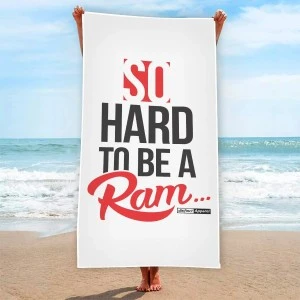 SO HARD TO BE A RAM (WSSU-INSPIRED) BEACH TOWEL - (Standard SIZE: 29.5 x 60'') - WHITE 