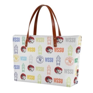 CLOCKTOWER (WSSU-inspired) WOMEN'S TOTE BAG (ALSO BEACH BAG) WHITE 