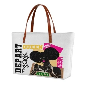 DEPART TO SERVE (WSSU-inspired) WOMEN'S TOTE BAG (ALSO BEACH BAG)- WHITE 