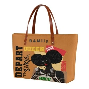 DEPART TO SERVE (WSSU-inspired) WOMEN'S TOTE BAG (ALSO BEACH BAG)- BROWN 